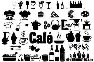 Cafe, Restaurant Icons & Symbols Free Vector
