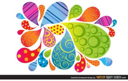 Free Colorful Ornament Drops Vector