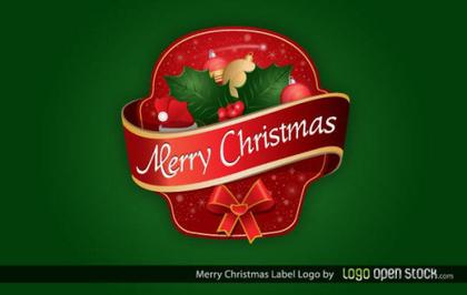 Merry Christmas Label Free Vector