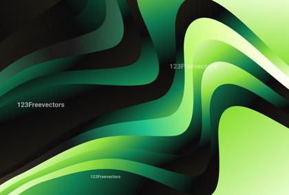 Abstract Wavy Green and Black Gradient Background