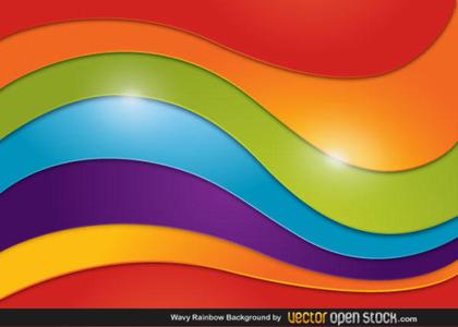 Abstract Wavy Rainbow Background Vector