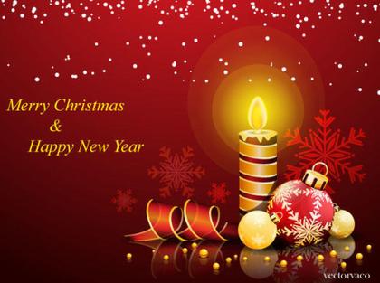 Merry Christmas & Happy New Year Background Free Vector