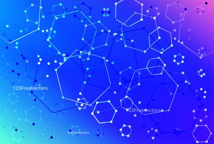 Hexagon Connected Dots Pink and Blue Background Vector Eps