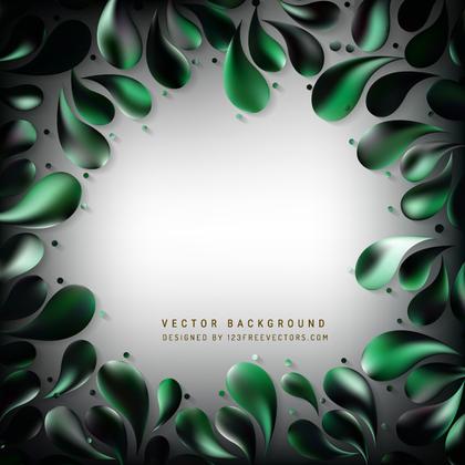 Black Green Floral Ornamental Drops Background