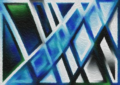 Geometric Blue and White Abstract