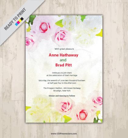 Floral Watercolor Invitation Card Design