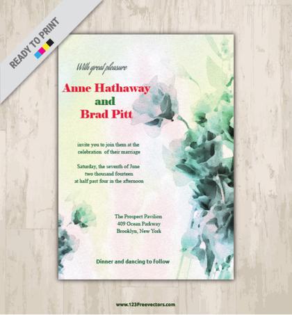 Watercolor Wedding Invitation Clip Art
