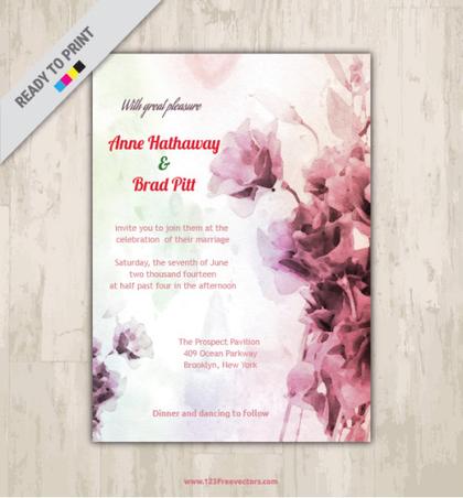 Floral Watercolor Wedding Invitation Card Design