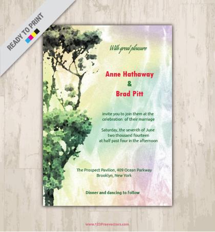 Watercolor Marriage Invitation Card