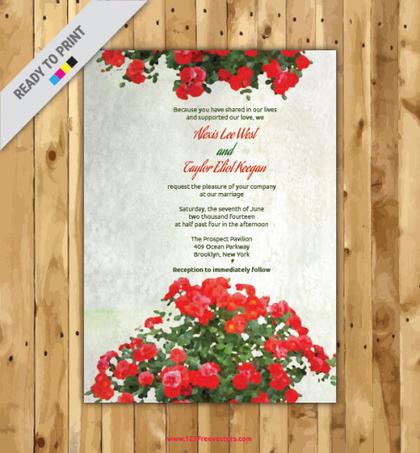 Floral Watercolor Wedding Invitation Template