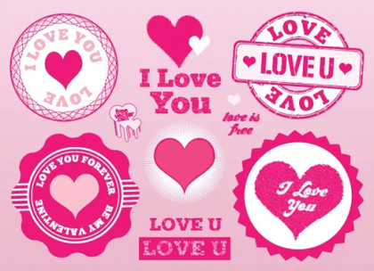 Pink Love Stamps Vector Graphics