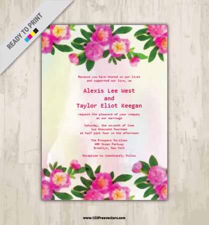 Watercolor Floral Wedding Invitation