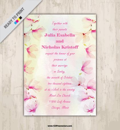 Watercolor Floral Wedding Invitation Card Design