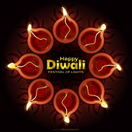 Diwali Diya in Circle Top View