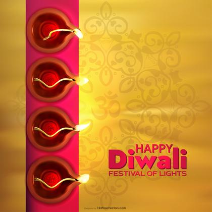 Diwali Background with Top View of Diya Lamps Image
