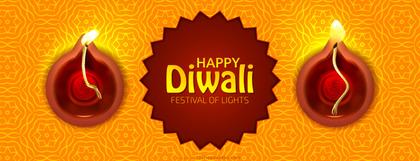 Diwali Banner Background  with Diya Lamps