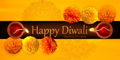 Diwali Banner Background with Top View of Diya Lamps