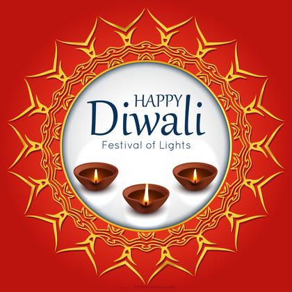 Diwali Banner Background with Diya Lamps