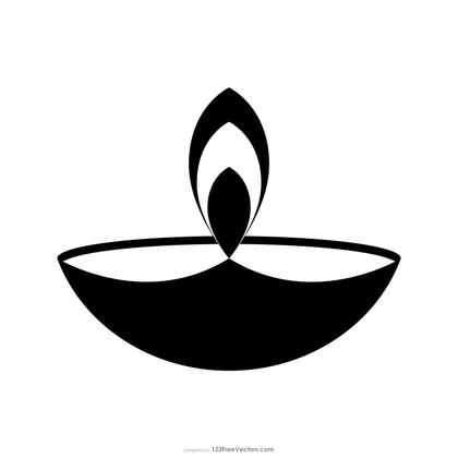 Black Diya Clip Art Image