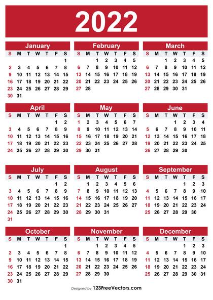 2022 Free Printable Calendar