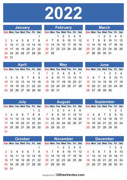 Free 2022 Calendar Template