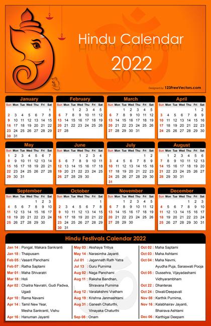 Hindu Calendar 2022