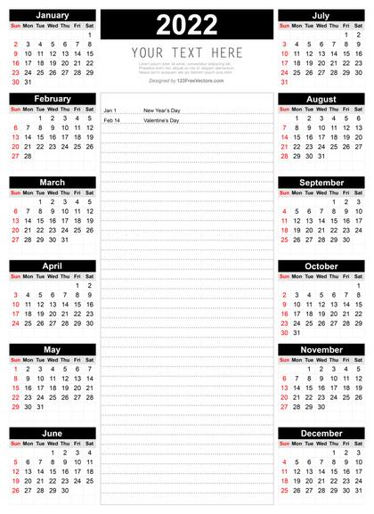 Printable Calendar for 2022