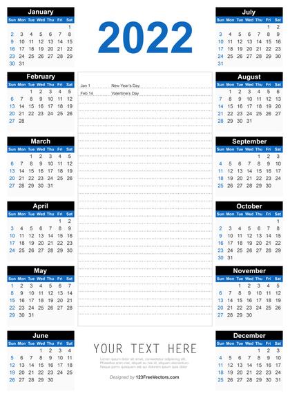 Free 2022 Printable Calendar