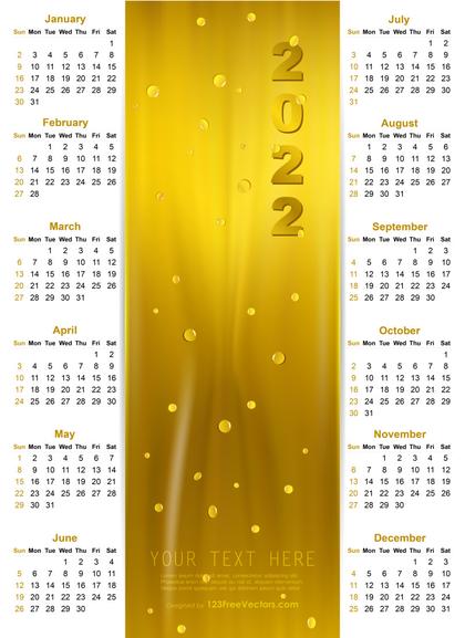 Vector Golden Calendar 2022