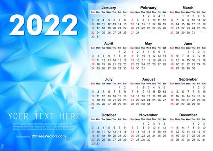 2022 Vector Abstract Blue Calendar Design