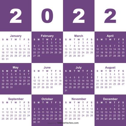 2022 Calendar Template Vector
