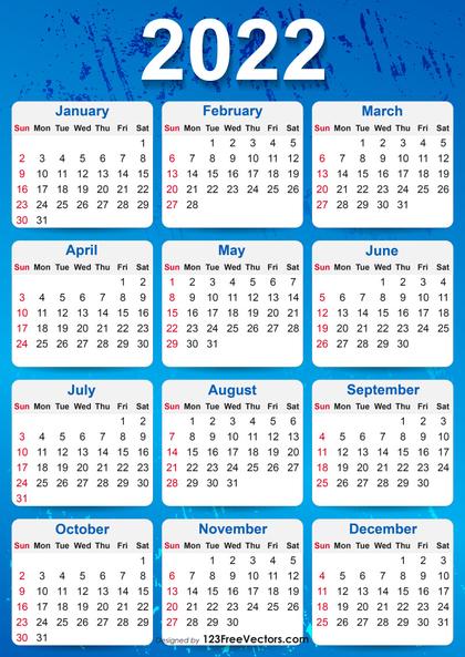 2022 Yearly Calendar Printable