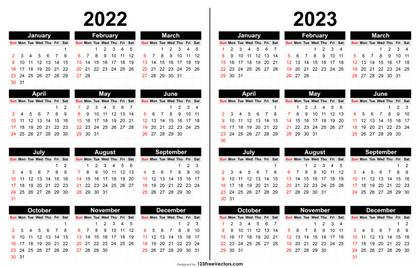 2022 and 2023 Calendar Printable