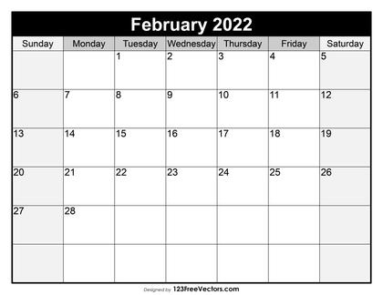 Blank February Calendar 2022