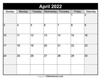 Blank April Calendar 2022