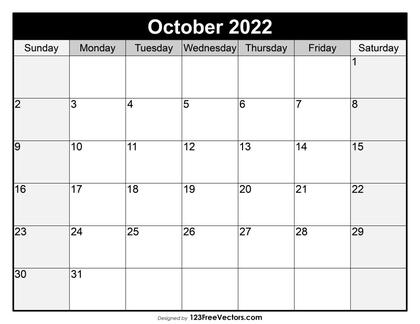 Blank October Calendar 2022