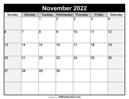 Blank November Calendar 2022