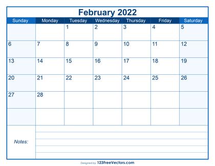Blank Printable February Calendar 2022