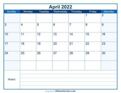 Blank Printable April Calendar 2022