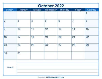 Blank Printable October Calendar 2022