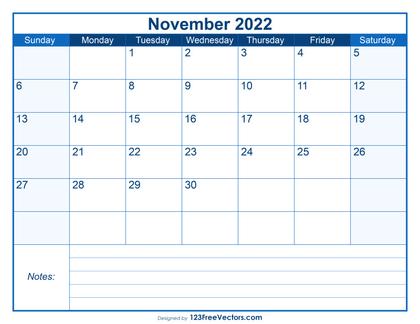 Blank Printable November Calendar 2022