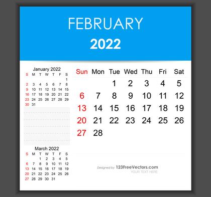 Editable February 2022 Calendar Template