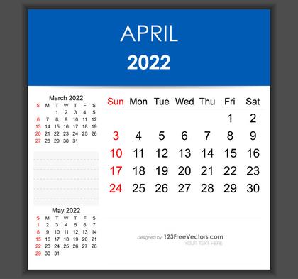 Editable April 2022 Calendar Template