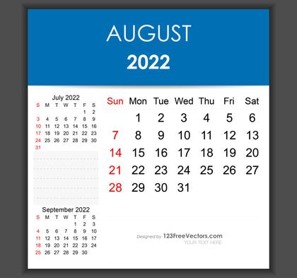 Editable August 2022 Calendar Template