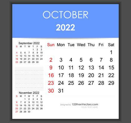 Editable October 2022 Calendar Template