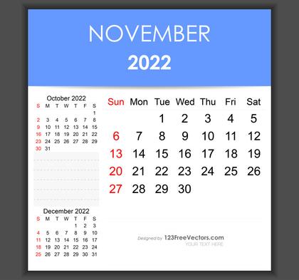 Editable November 2022 Calendar Template