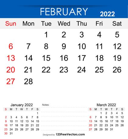 Free Printable February 2022 Calendar