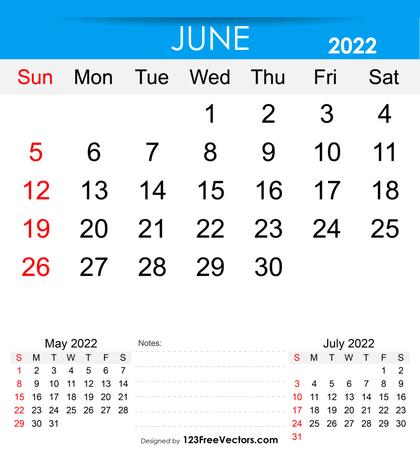 Free Printable June 2022 Calendar