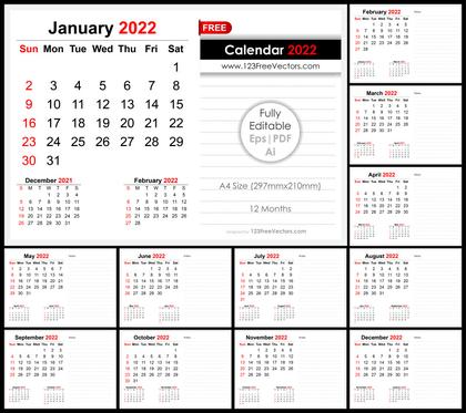 2022 Monthly Desk Calendar Design