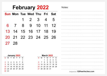 2022 February Desk Calendar Design